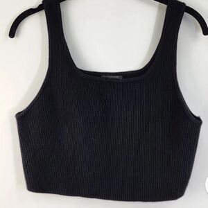 House of Harlow 1960 Black Ribbed Crop Top XL